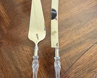 TOWLE Lead Crystal Stainless Steel Cake Knife and Server Set