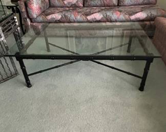 Giacometti Style Faux Bamboo Glass Top Coffee Table