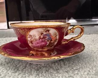 Bavaria Waldershof Handarbeit Courting Couple Teacup and Saucer Set