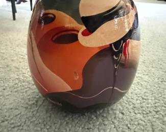 Hand-Painted Peruvian Ceramic Vase with Abstract Design