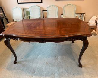 Louis XV Style French Provincial Parquet Dining Table with Leaves