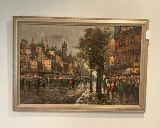 Antoine Blanchard Paris Street Scene Oil Painting