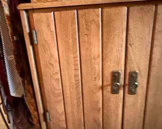 Vintage Oak Wood Media Console with Cabinet