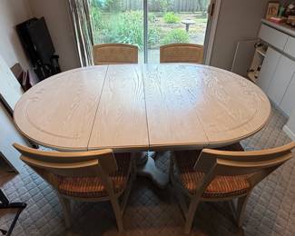 Oval Pedestal Dining Table with Chairs and Extension Leaves