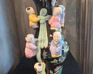 Chinese Famille Rose Porcelain Fertility Vase with Children Playing