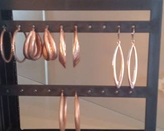 Copper Tone Hoop and Dangle Earrings Set