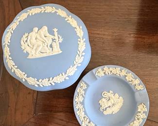 Wedgwood Jasperware Box and Ashtray Set - 'Offering to Cupid' and 'Chariot'