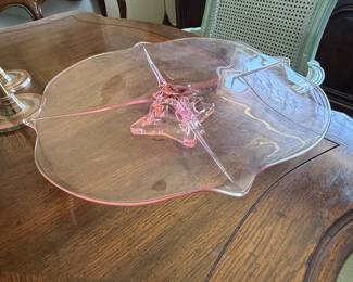 Pink Depression Glass Footed Candy Dish