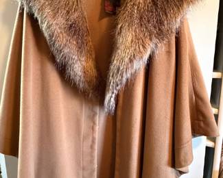 Adrienne Landau Faux Fur Collar Cape