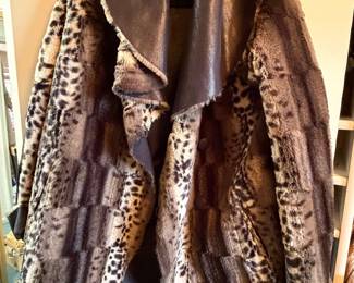 Olli Rachel Animal Print Faux Fur and Faux Leather Jacket