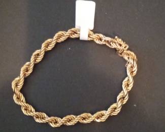 14k Yellow Gold Rope Chain Bracelet