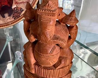 Hand Carved Wooden Ganesha Figurine
