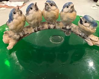 Capodimonte Porcelain Five Bluebirds on Branch Figurine