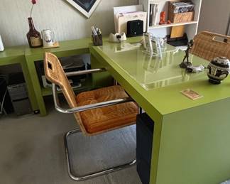 Mid-Century Modern Style Desk with Cantilever Chair