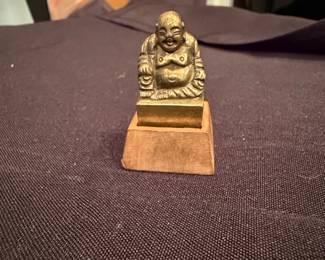 Vintage Brass Laughing Buddha Figurine