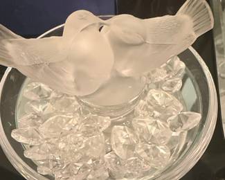 Lalique "Love Birds" Crystal Ring Dish