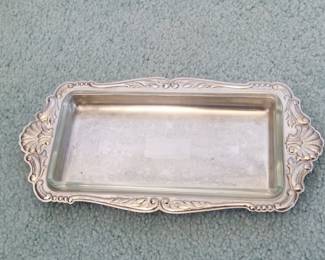 Ornate Silver-Plated Butter Dish with Glass Insert