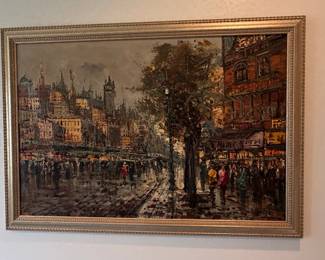 Antoine Blanchard Parisian Street Scene Oil Painting
