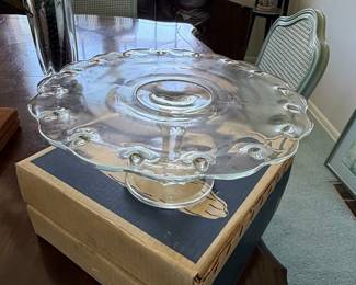 Indiana Glass Teardrop Clear Glass Footed Cake Stand