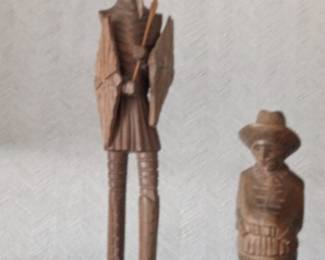 Vintage Ouro Artesania Don Quixote and Sancho Panza Wooden Figurines