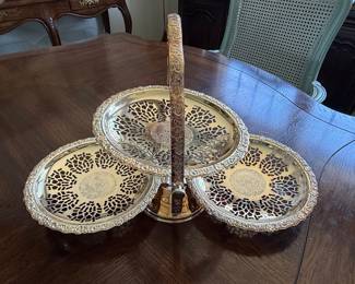 Queen Anne Silver Plated Three-Tiered Fruit Basket