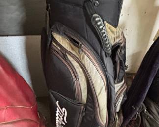 Titleist Golf Bag and Vintage Red Leather Golf Bag