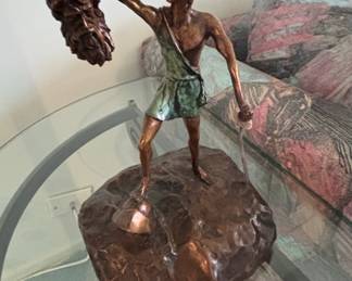 Bronze Sculpture of David and Goliath by Emile Louis Picault