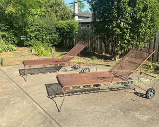 Vintage Russell Woodard Wrought Iron Chaise Lounge Set