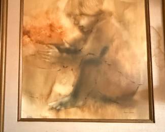 Zora DuVall "Young Girl with Butterfly" Oil Painting
