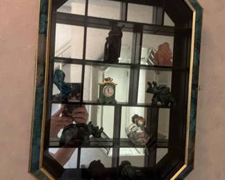 Octagonal Wall Mirror with Faux Malachite Frame