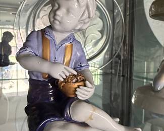 Porcelain Figurine of a Boy with a Pot by Bing & Grøndahl