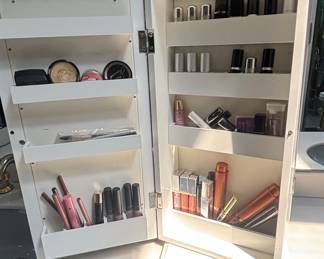 White Mirrored Jewelry Cabinet Armoire