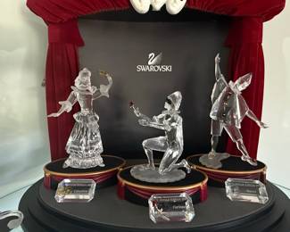 Swarovski "Harlequin", "Columbine", and "Pierrot" Crystal Figurines