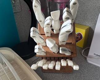 Cutco White Pearl Knife Set with Wooden Block