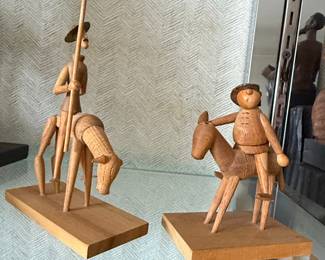 Wooden Don Quixote and Sancho Panza Figurines by B. Borowiak and S. Byliniak