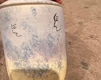Hand-Painted Ceramic Urn with Lid