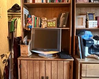 Vintage Oak Wood Media Console with Cabinet