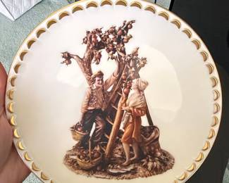 Vintage Limoges Porcelain Plate with Fragonard Courting Scene