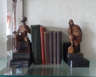 Art Deco Bronze Clad Cellist Bookends