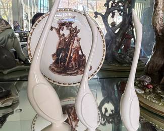 Set of Three Porcelain Swans
