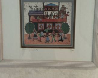 Framed Folk Art Print "Country Dance" by Amos Amit