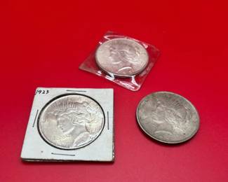 Lot Of 3 1923 Silver Peace Dollars