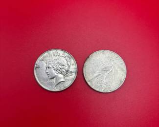 Lot Of 2 90 Silver 1922 Peace Dollars