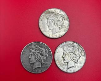 Lot Of 3 1923S 90 Silver Peace Dollars