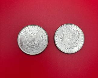 Lot Of 2 1886 90 Silver Morgan Dollars