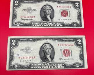 Set Of 2 1953 C $2 Bills