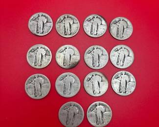 14 90 Silver Standing Liberty Quarters