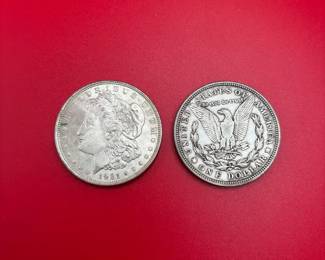 Lot Of 2 1921 90 Silver Morgan Dollars