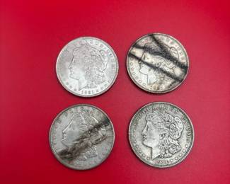 Lot Of 4 1921 90 Silver Morgan Dollars