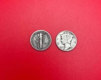 Lot Of 2 1945 Micro S Mercury Dimes